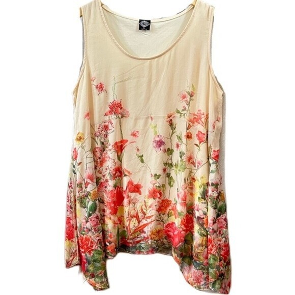 Cal Style Tunic Floral Print Sleeveless Top Size XL - Picture 1 of 16